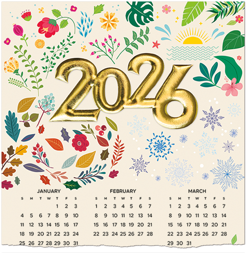 Seasons Icons Foil Calendar Card C2990U-AAA